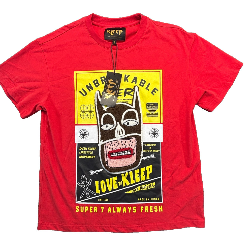 Kleep DVSN NWT Red Graphic Tee Chenille Patch Love to Kleep Small Streetwear